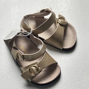 Old Navy Faux Leather Baby GOLD Double Strap Buckle Sandals Sz 3-6M